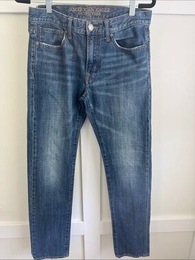 American Eagle Outfitters Men’s Distressed Blue Slim Straight Jeans